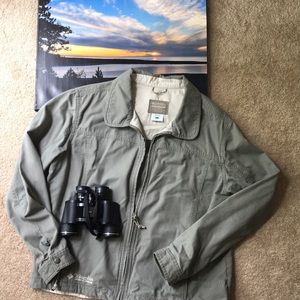 Columbia light jacket, sage green and tan